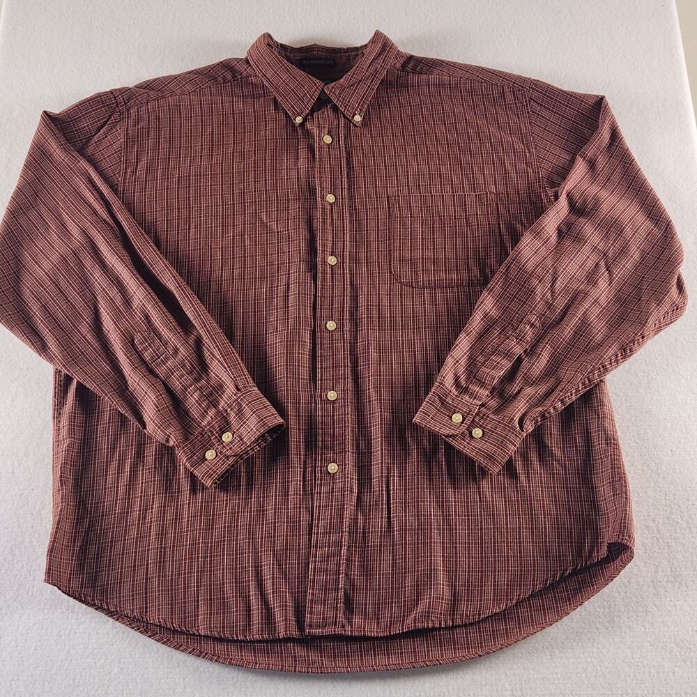 Dockers Rust Plaid Button Down Shirt Long-sleeve XL Cotton Polyester